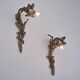 Paire d'appliques murales Art Nouveau antiques en bronze doré à fleurs de lys et feuillages, années 1890, françaises, recâblées