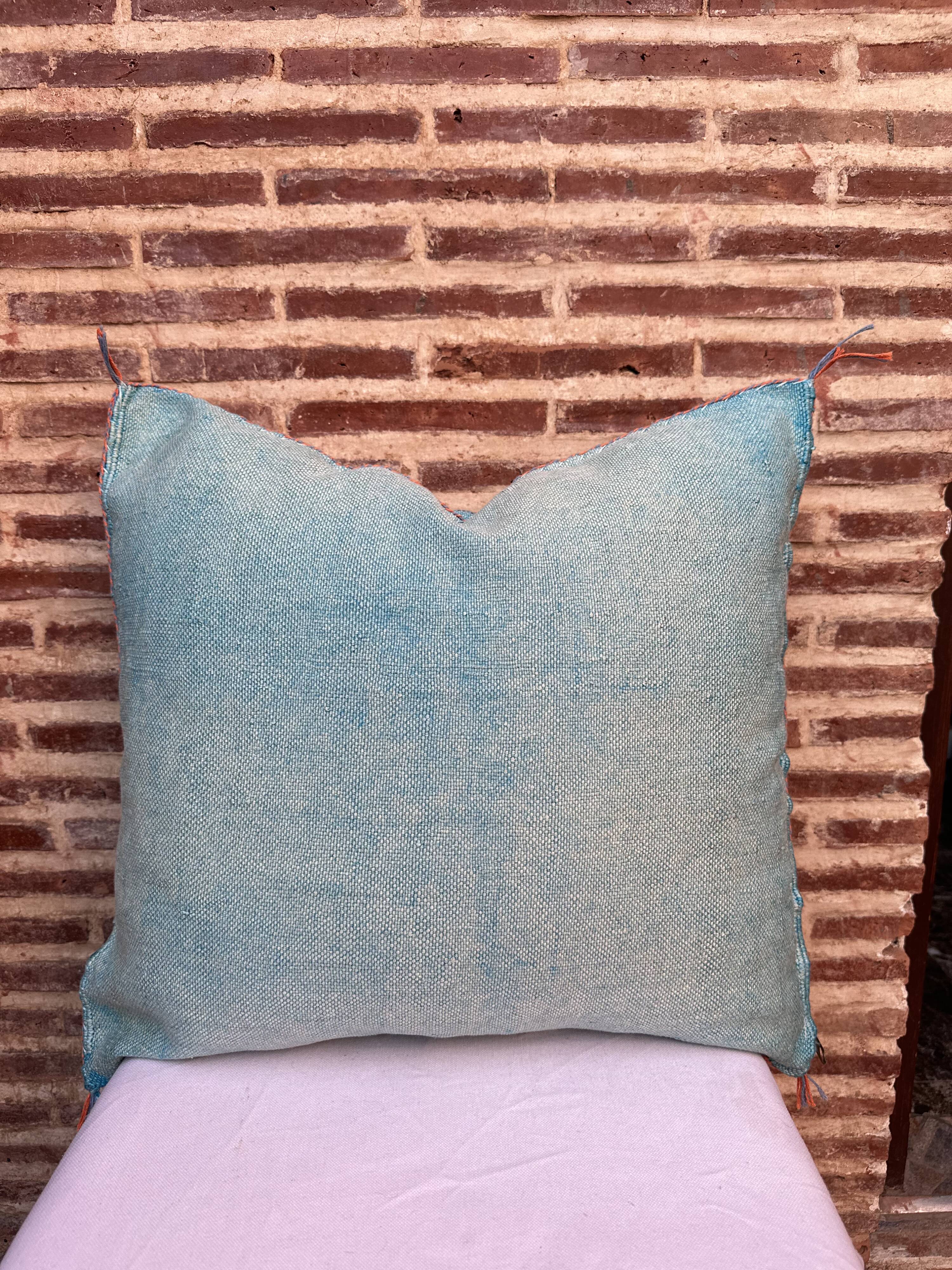 Handmade Moroccan silk cushion cover, cactus pattern