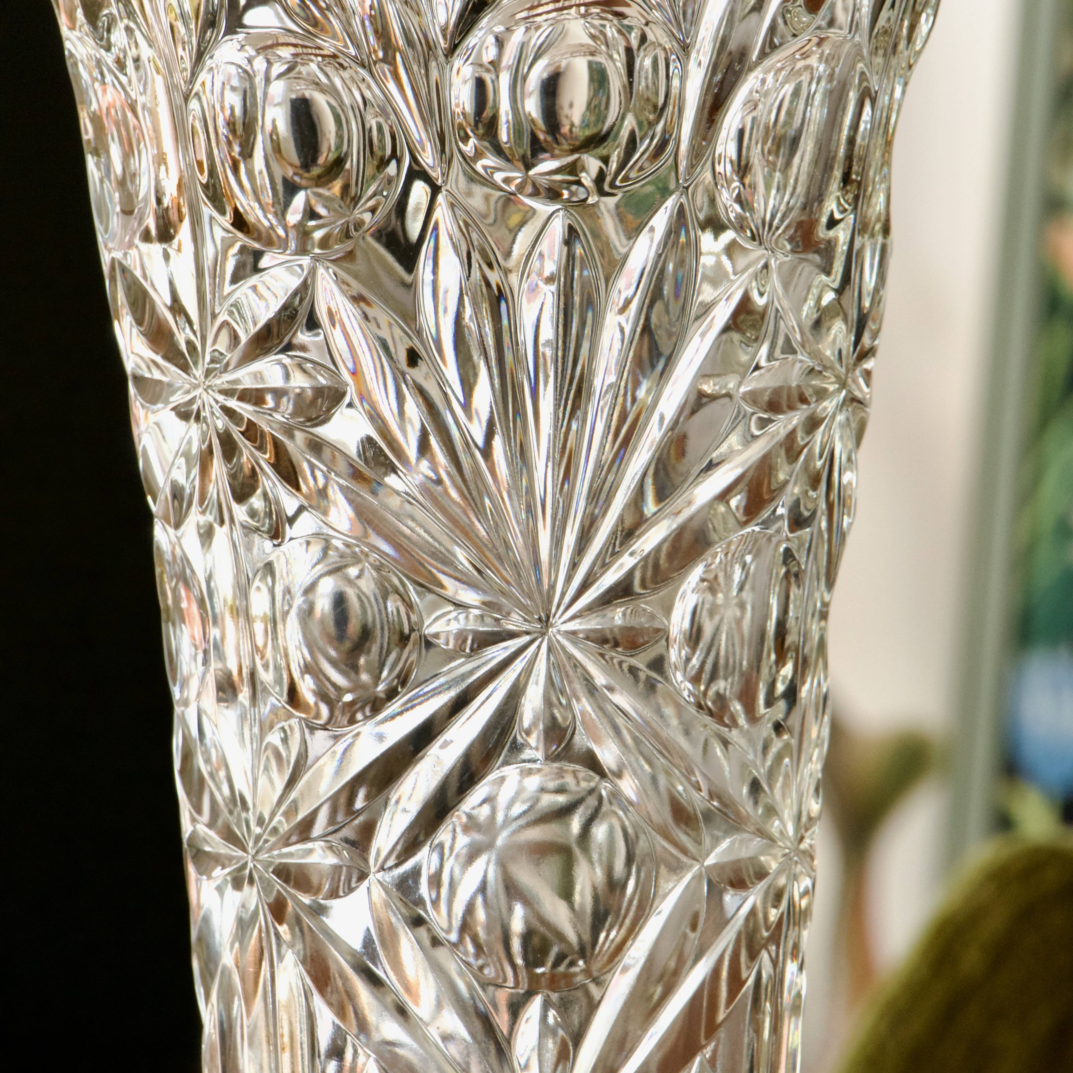 Large vintage vase in thick cut glass