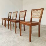 Series of 4 wood and strap chairs by Krasna Jizba Year 40