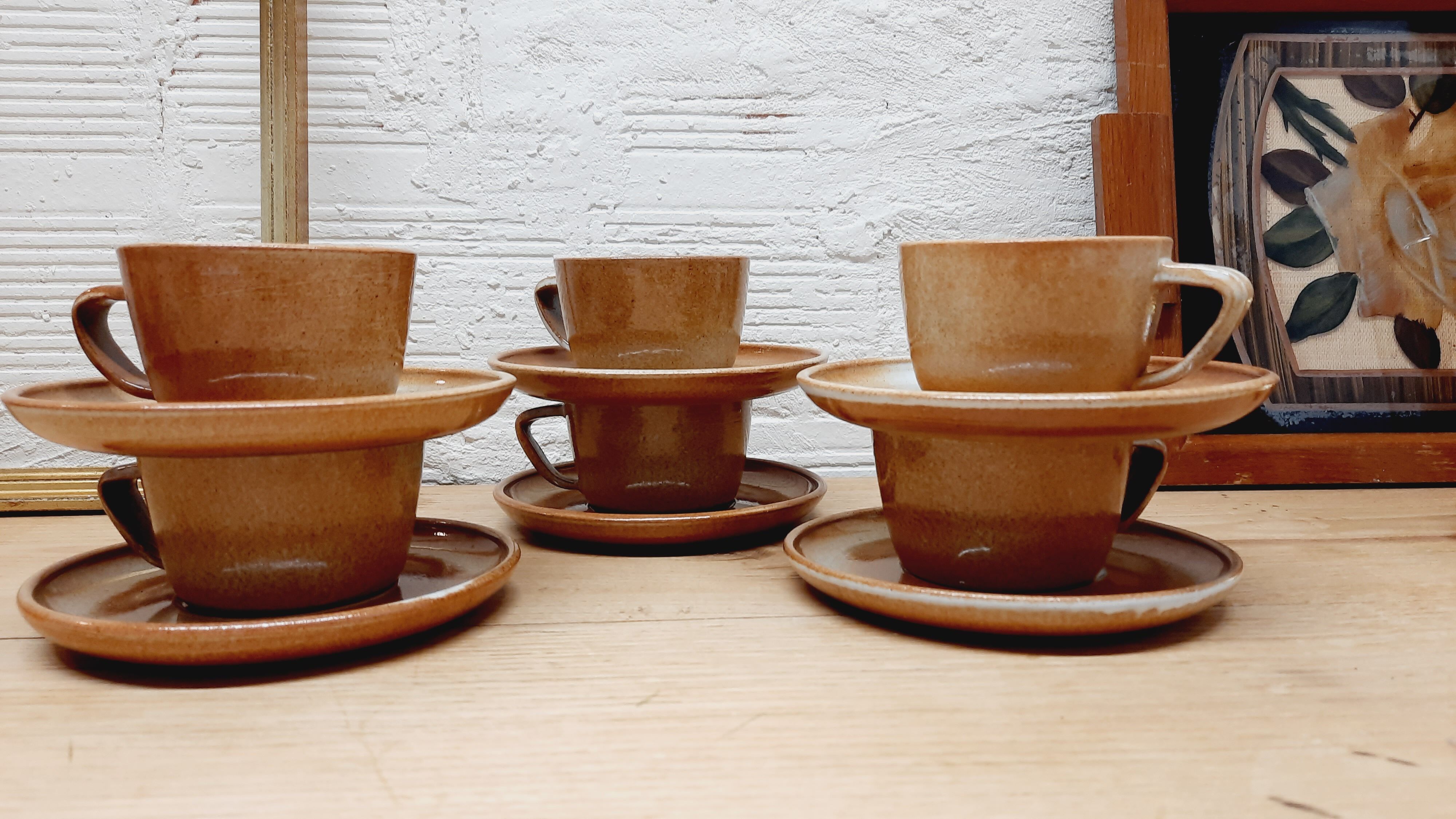 Set 6 cup glazed sandstone