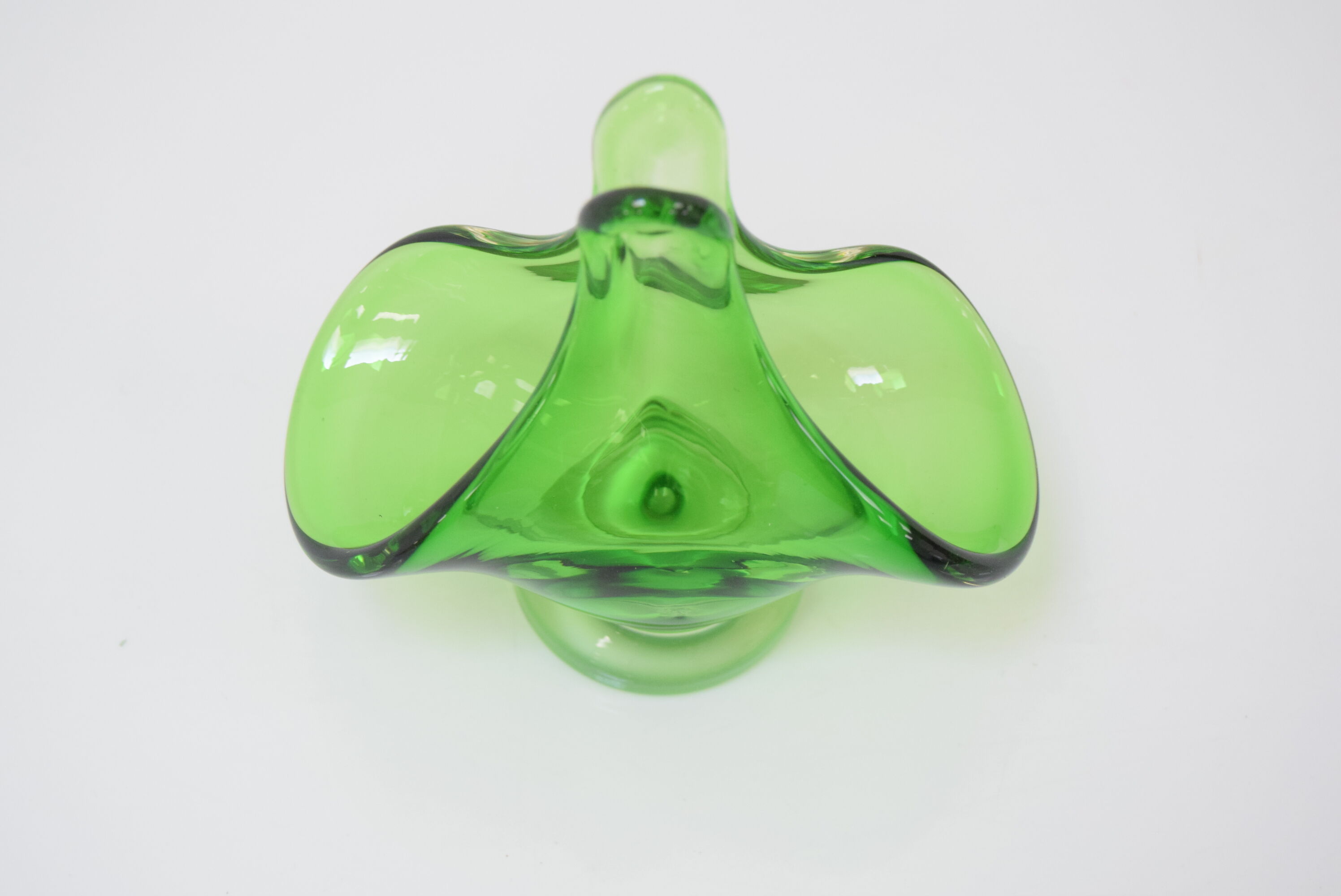 Art Glass Basket by Josef Hospodka for  Chribska Glassworks,1960's.