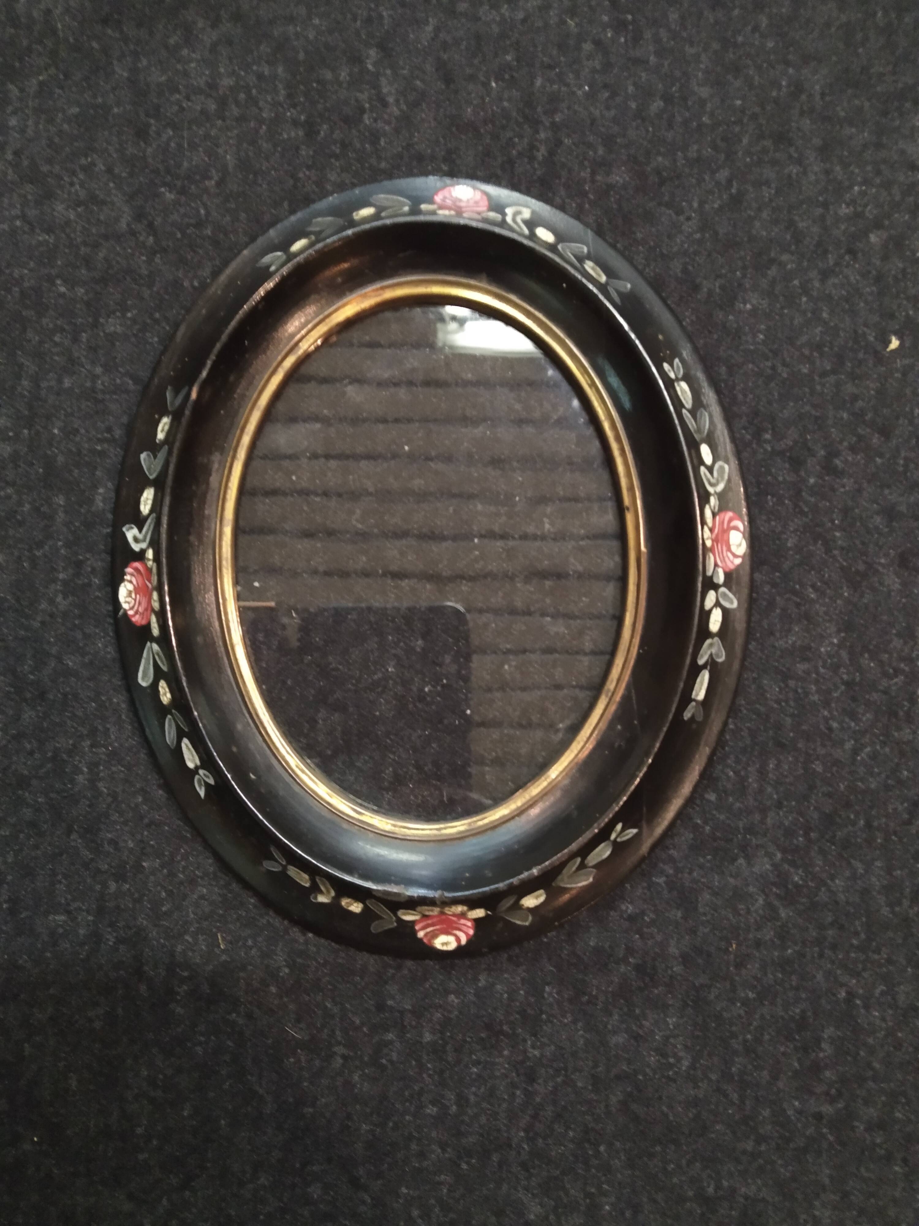 Napoleon frame III décor painted leafy flowers 23 cm x 17 cm