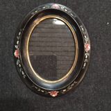 Napoleon frame III décor painted leafy flowers 23 cm x 17 cm