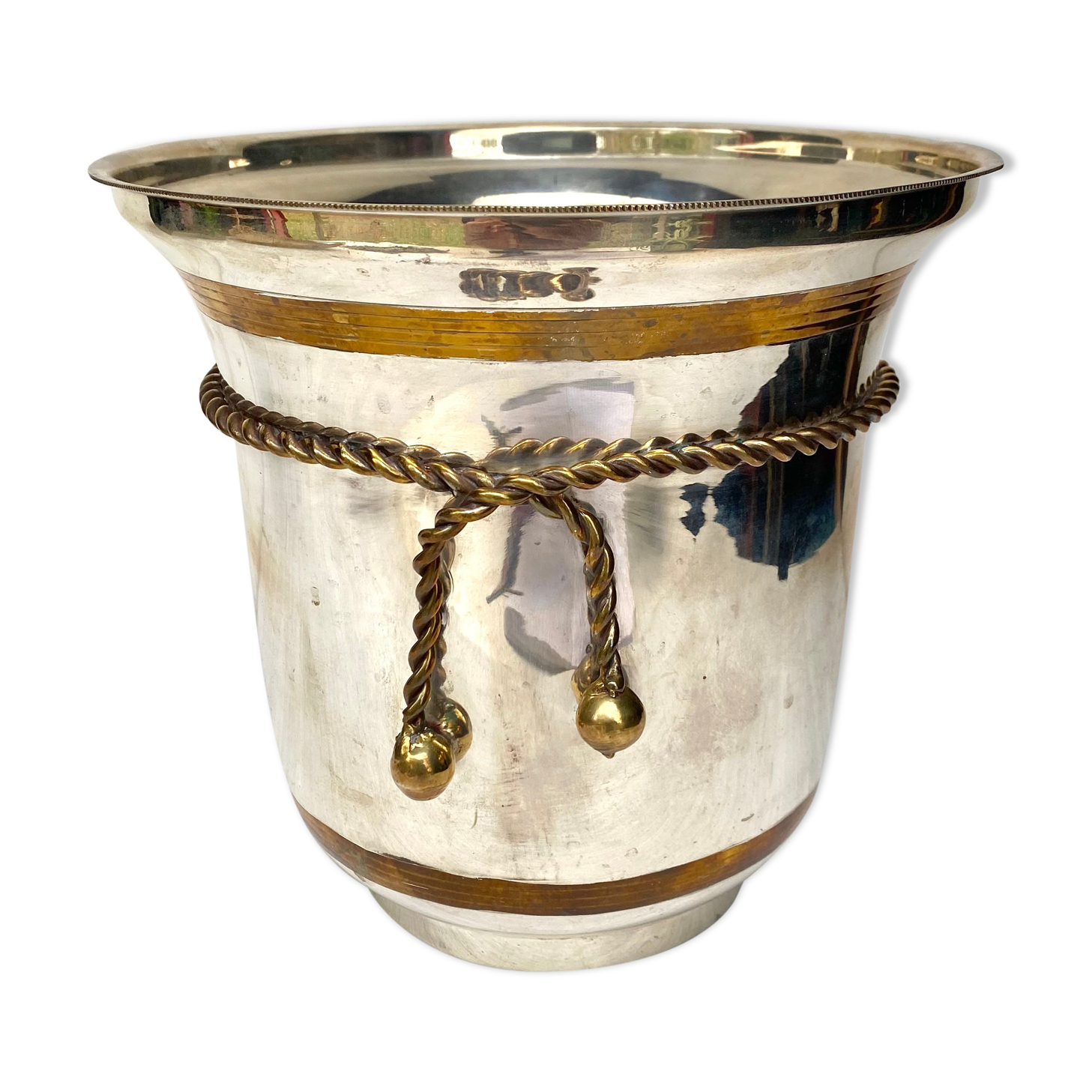Vintage champagne bucket in silver and gold metal
