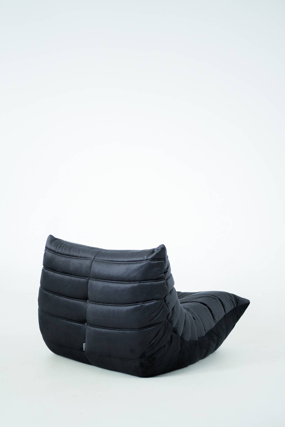Togo set of chair and pouf in black shiny velvet
