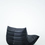 Togo set of chair and pouf in black shiny velvet