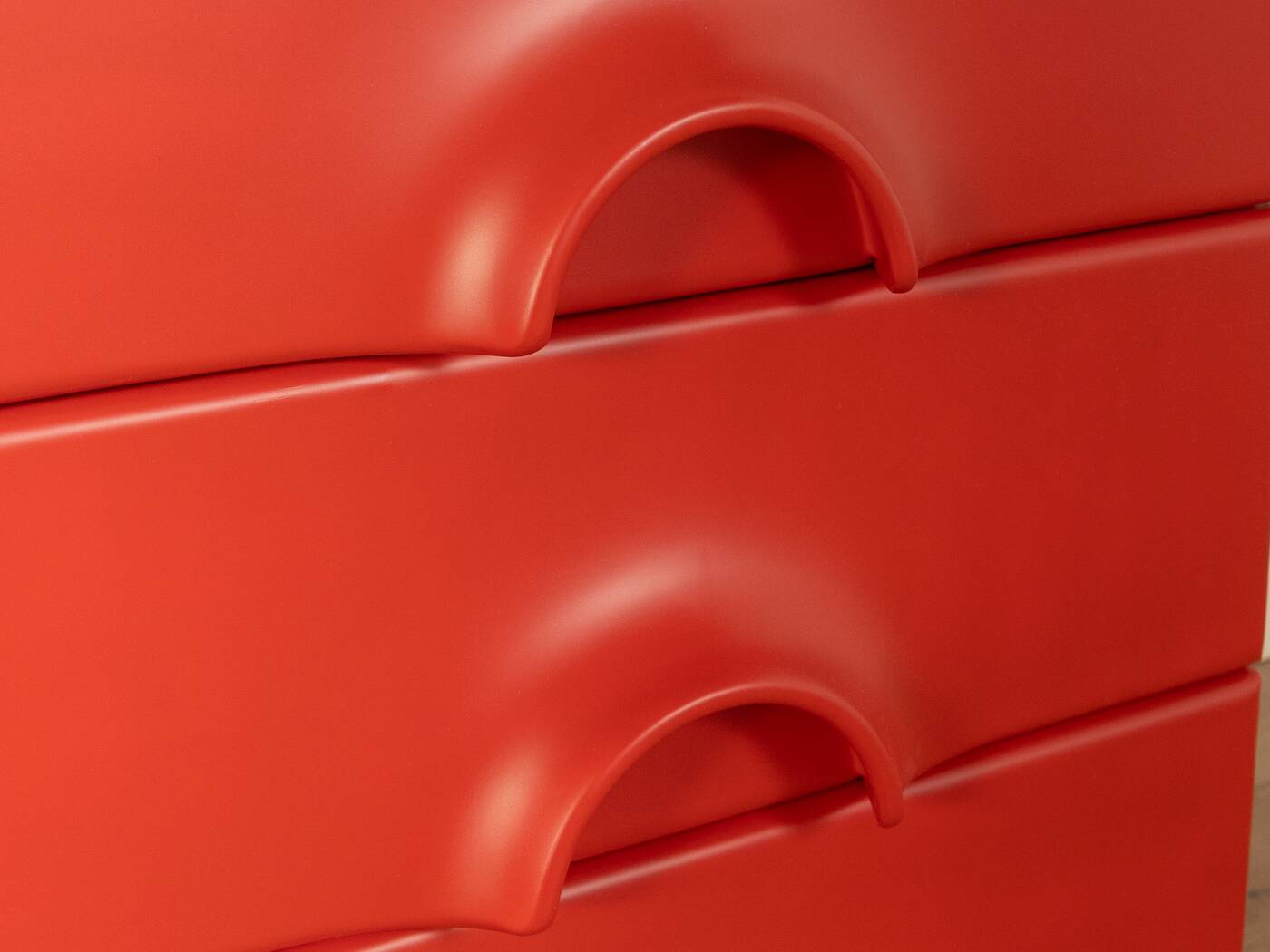 Red chest of drawers by Schönbuch in characteristic Space Age design from the 1970s