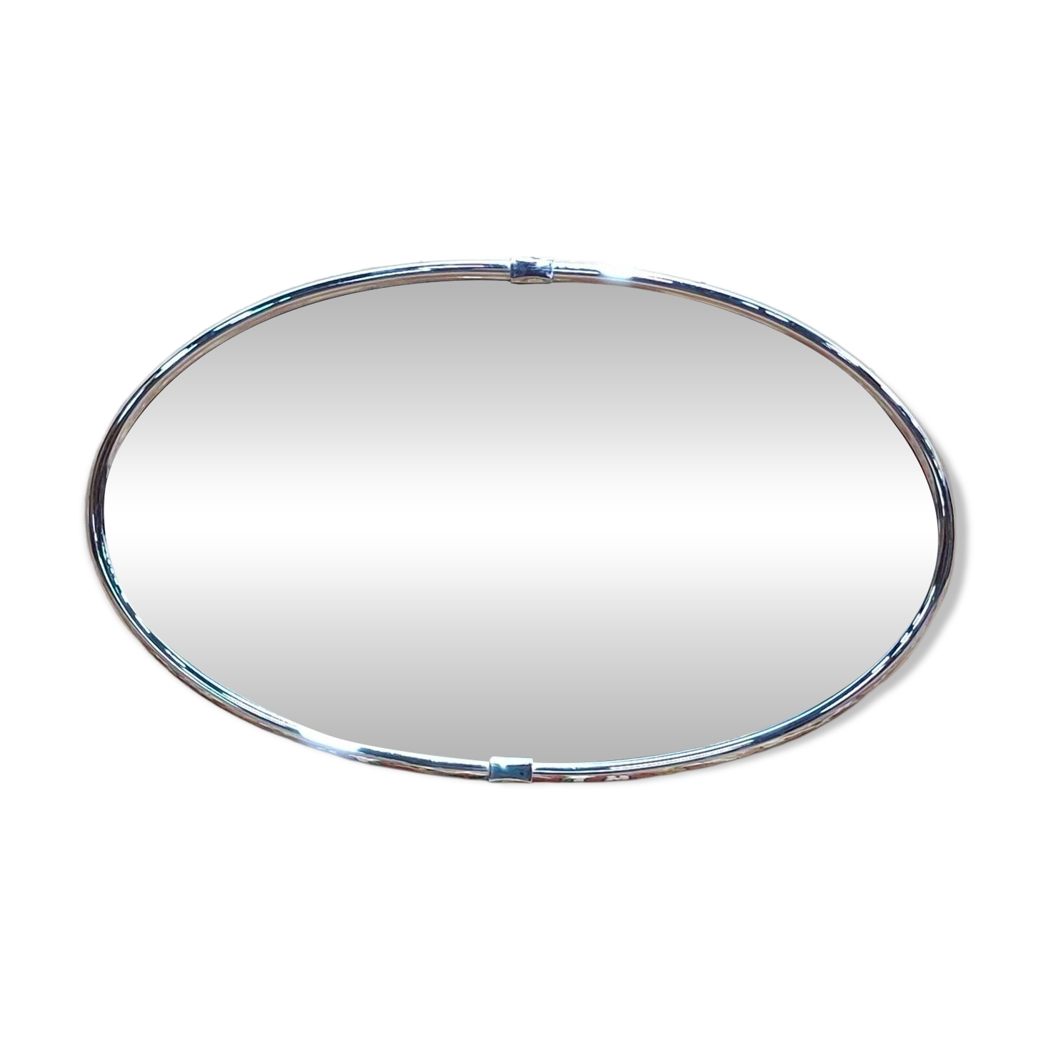 Oval chrome Art Deco mirror