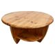 1970s solid pine brutalist round coffee table
