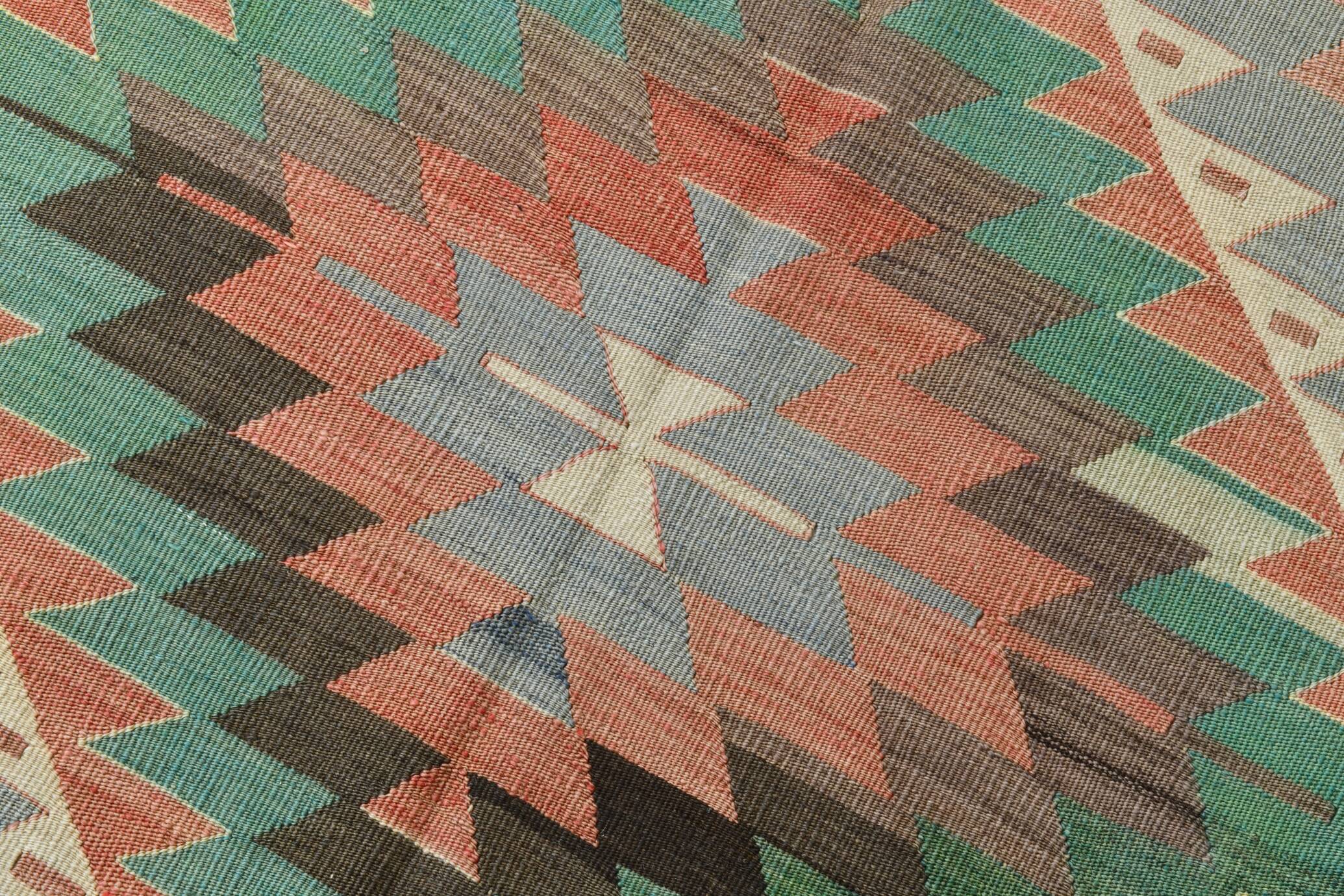6x10 Decorative Rug, Soft Vintage Kilim Rug, Mint Green Area Kilim Rug,
