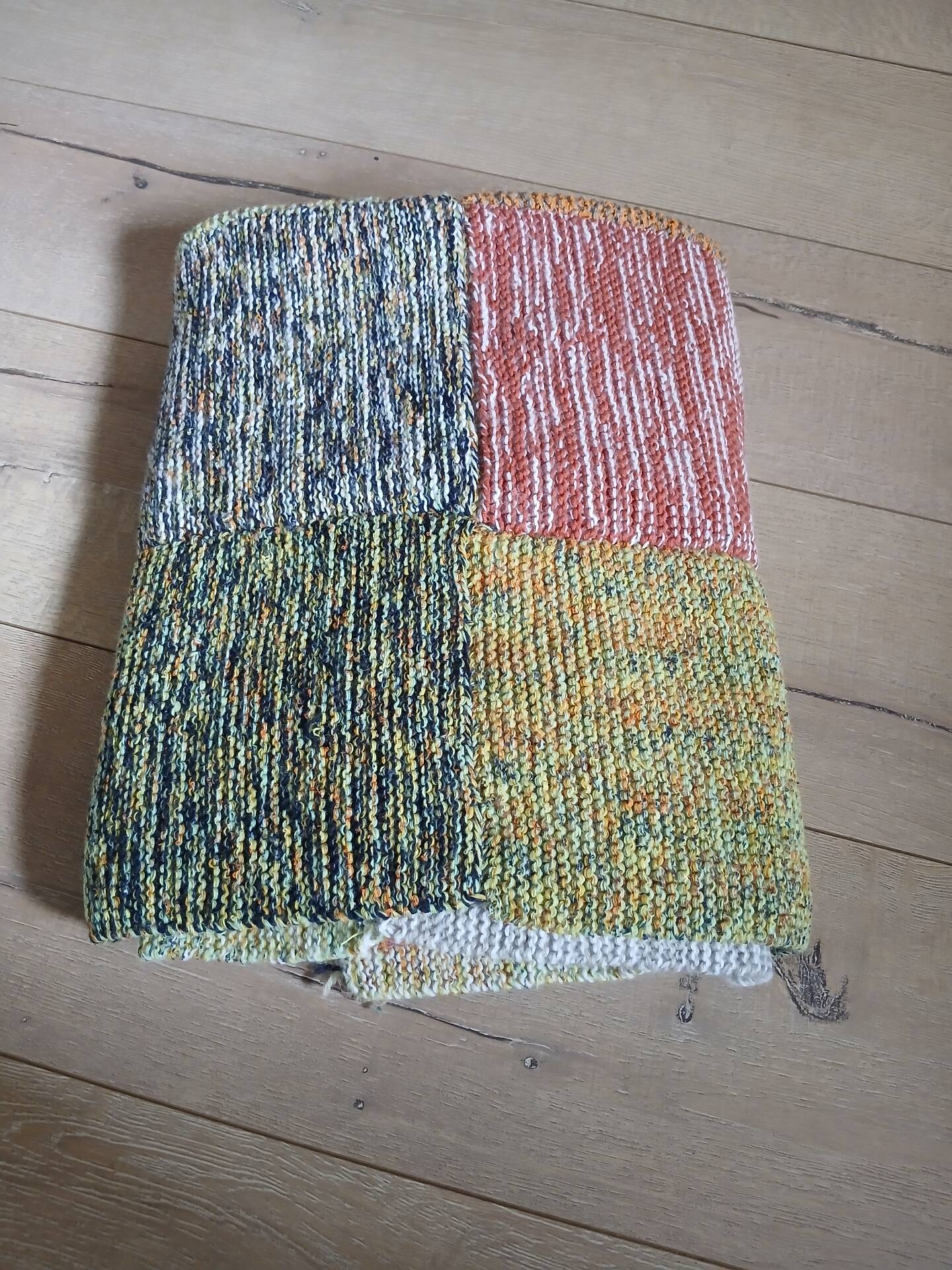 3 patchwork blankets knitted by hand
