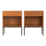 Minimalist bedside tables from the 1960s, teak veneer, set of 2