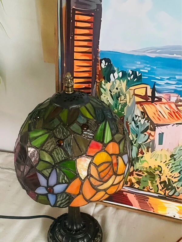 Tiffany style lamp vintage colourful flowers