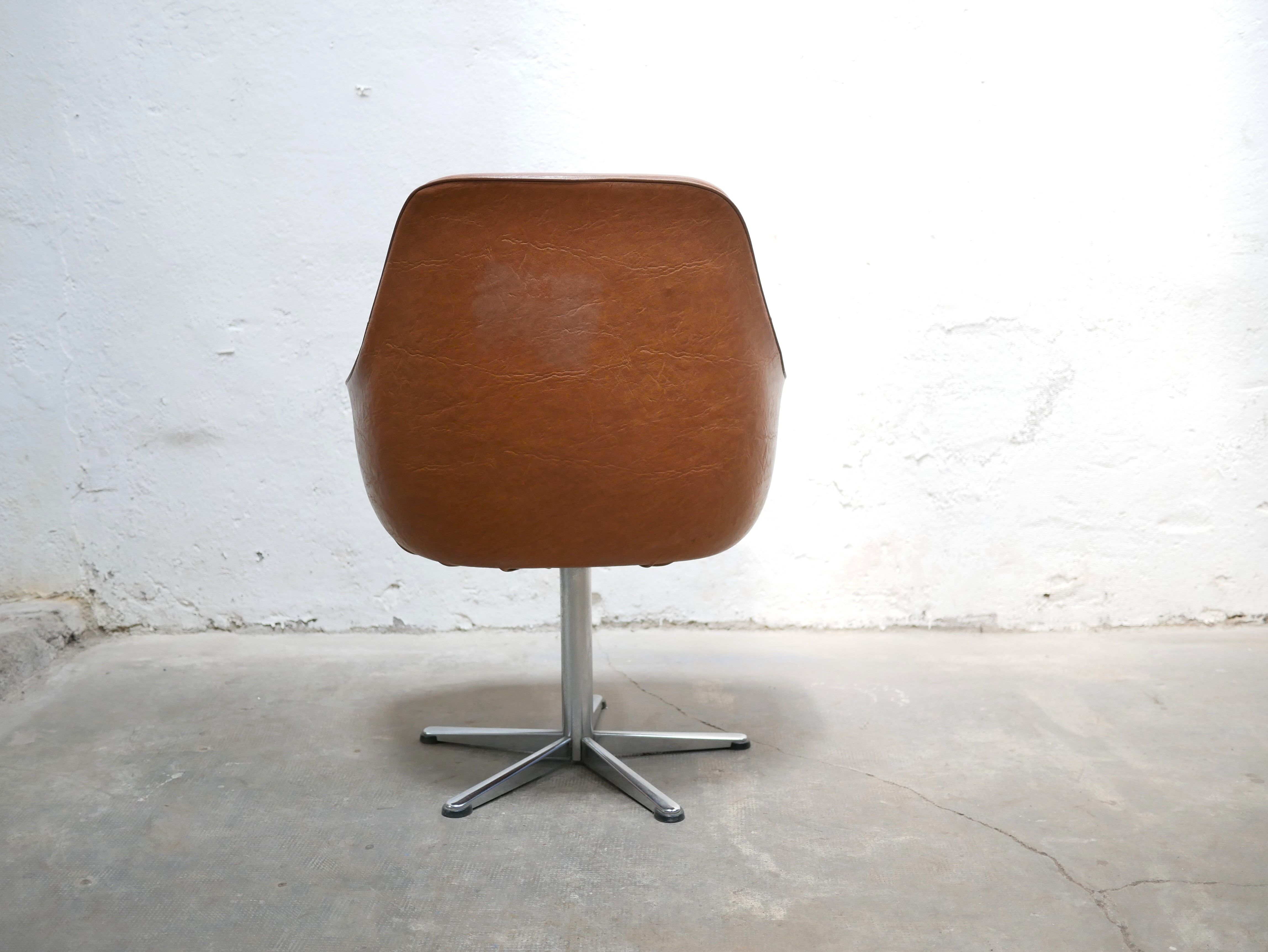 Vintage swivel desk chair in imitation leather