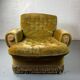 Fauteuil club vintage en tissu vert