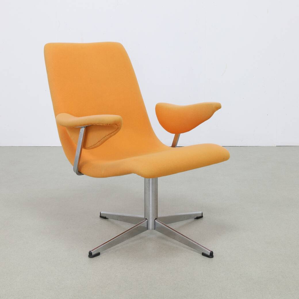 Fauteuil lounge vintage pivotant chromé 1960