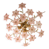 Murano vintage ceiling light pink flowers, 1970s