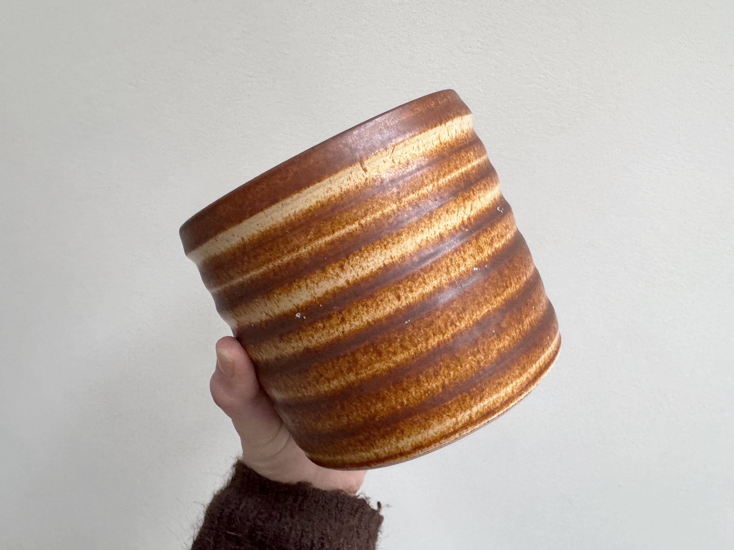 Vintage brown ceramic planter