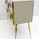 Postmodern Italian Dresser/Chest Colored Glass and Brass, 1980s