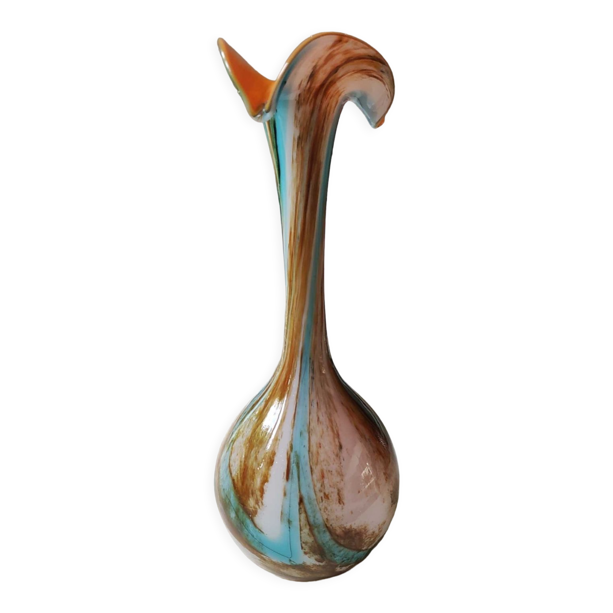 Vase En Verre Soufflé à La Main Style Murano - Multicolore, Hauteur 12 Cm - Neuf, Italie