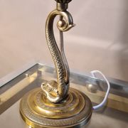 Lamp Dauphin bronze 1920 with tulip signed (Noverdy France) 32x11