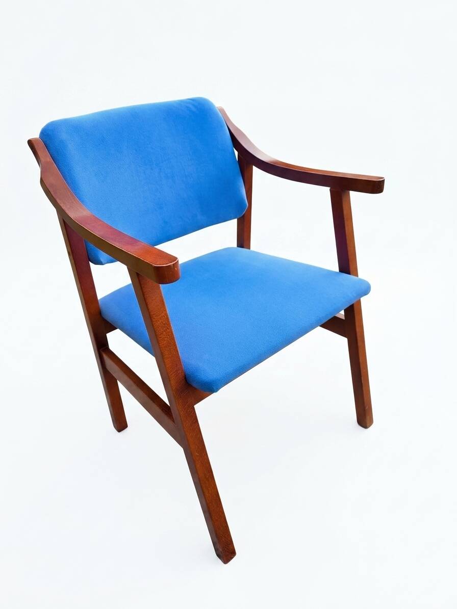 Scandinavian style armchair + velvet footrest