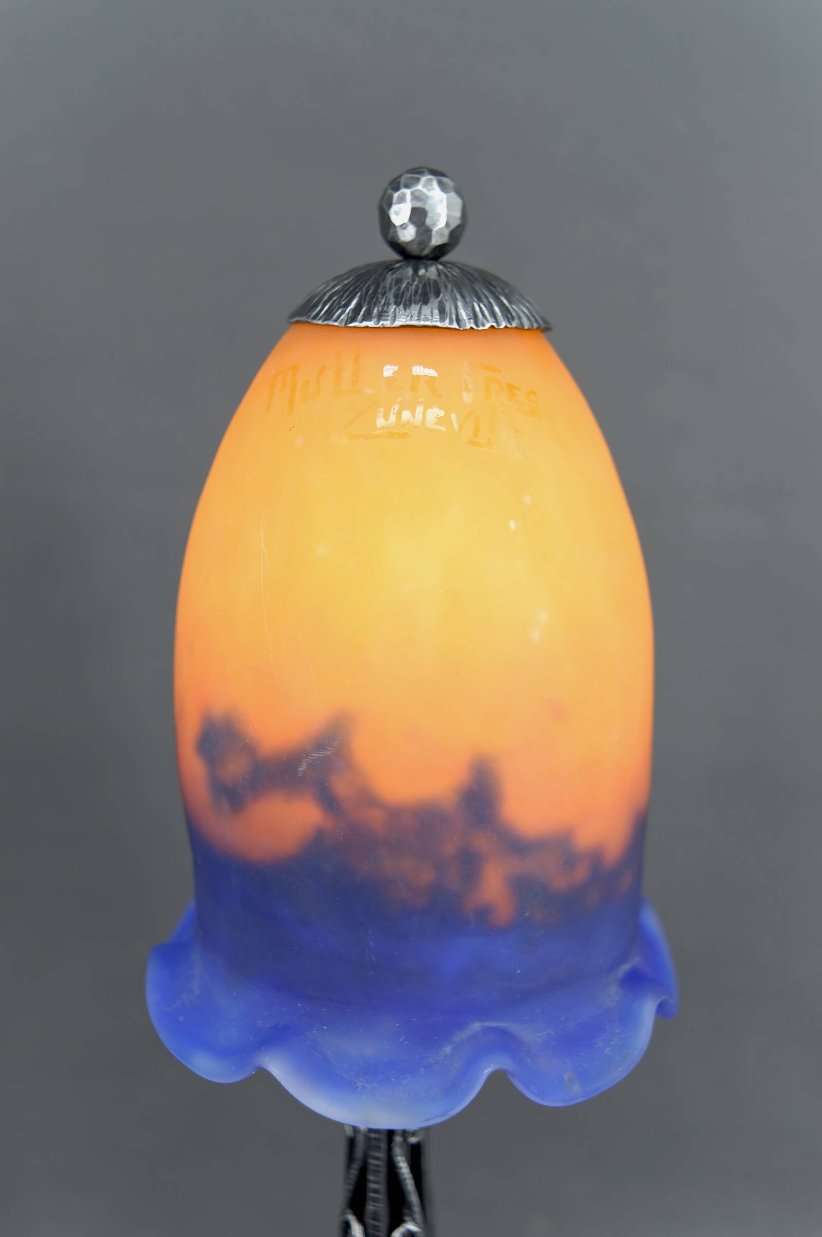 Wrought Iron Lamp, Paul Kiss and Muller Frères, France, Art Deco, c. 1920