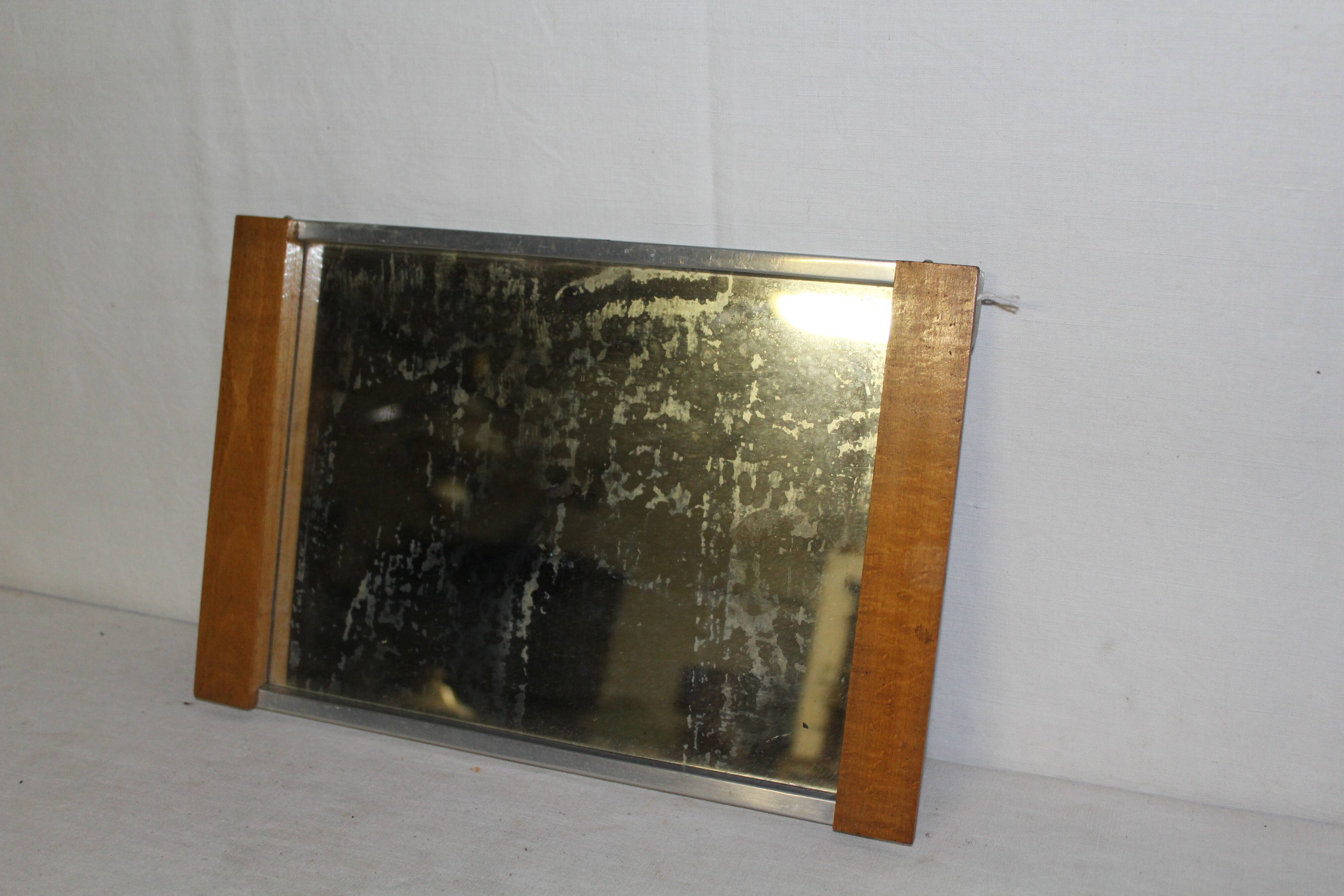 Mirror tray with wooden handles, early 20th century