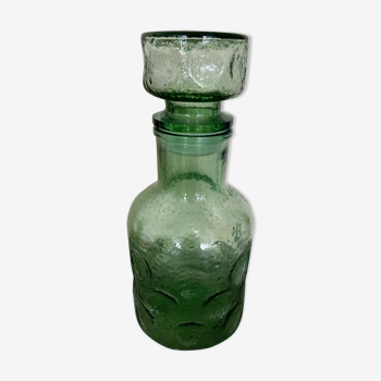 Carafe verte bouteille vase année 70