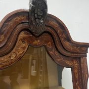 Dutch display cabinet in two parts made of marquetry wood.