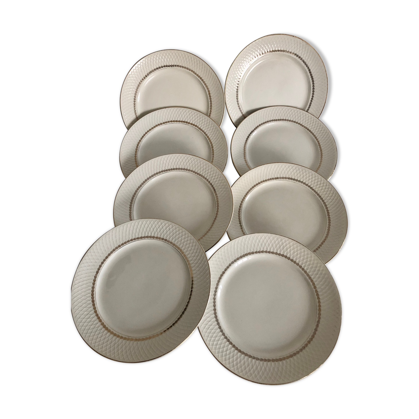 Series of 8 flat plates Moulin des Loups Orchies