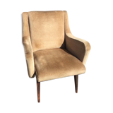 Vintage velvet armchair compass foot