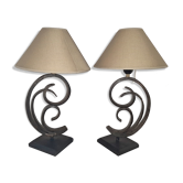 Pair of vintage lamp feet art deco in wrought iron