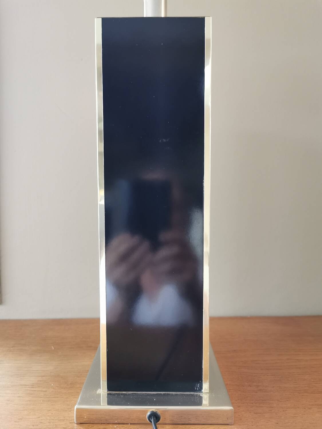 Vintage square black and brass lamp base
