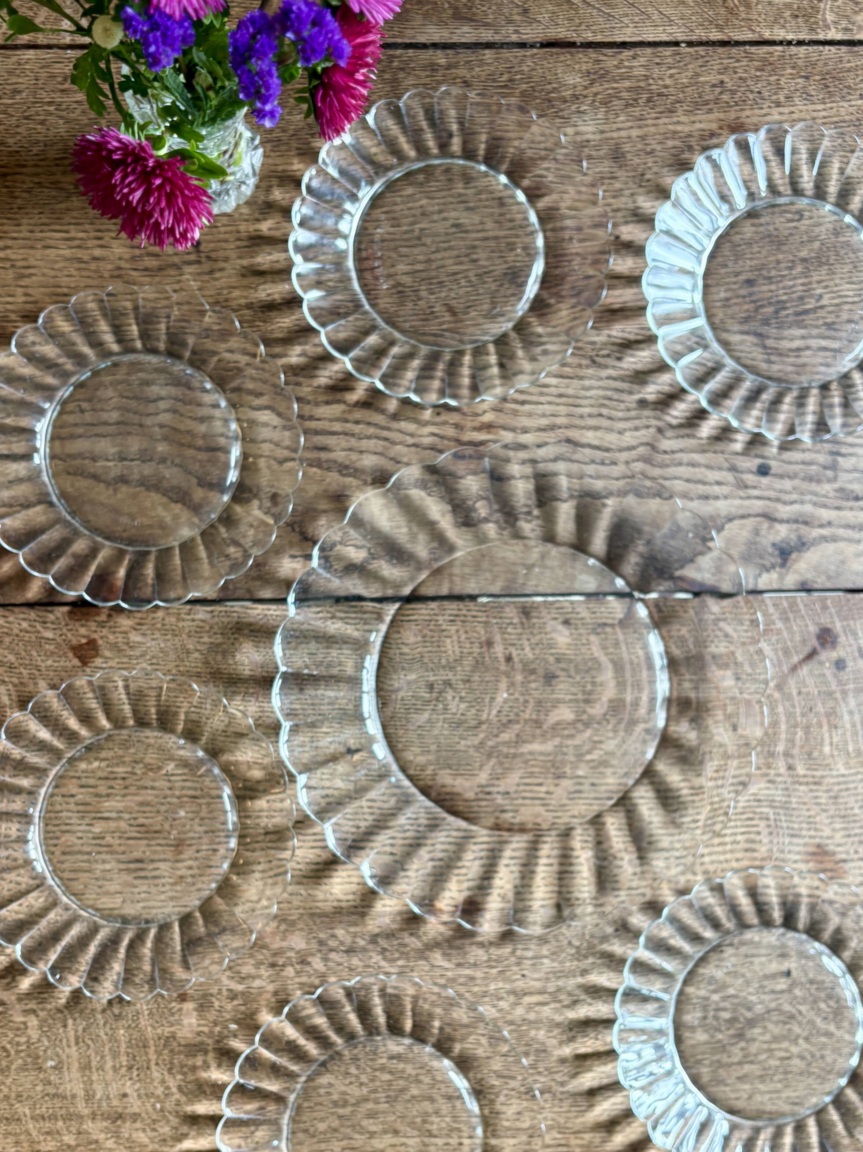 Vintage dessert service in clear glass