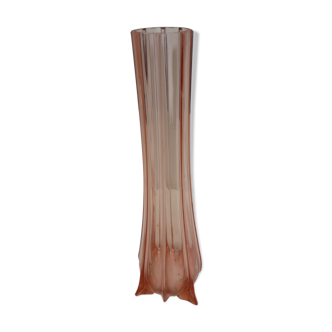 Vase Soliflor des années 50 en  verre rose saumon