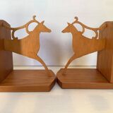 Pair of zoomorphic reindeer wooden bookends