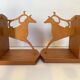 Pair of zoomorphic reindeer wooden bookends