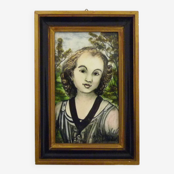 Christian MAHE decorator Portrait ceramic plaque