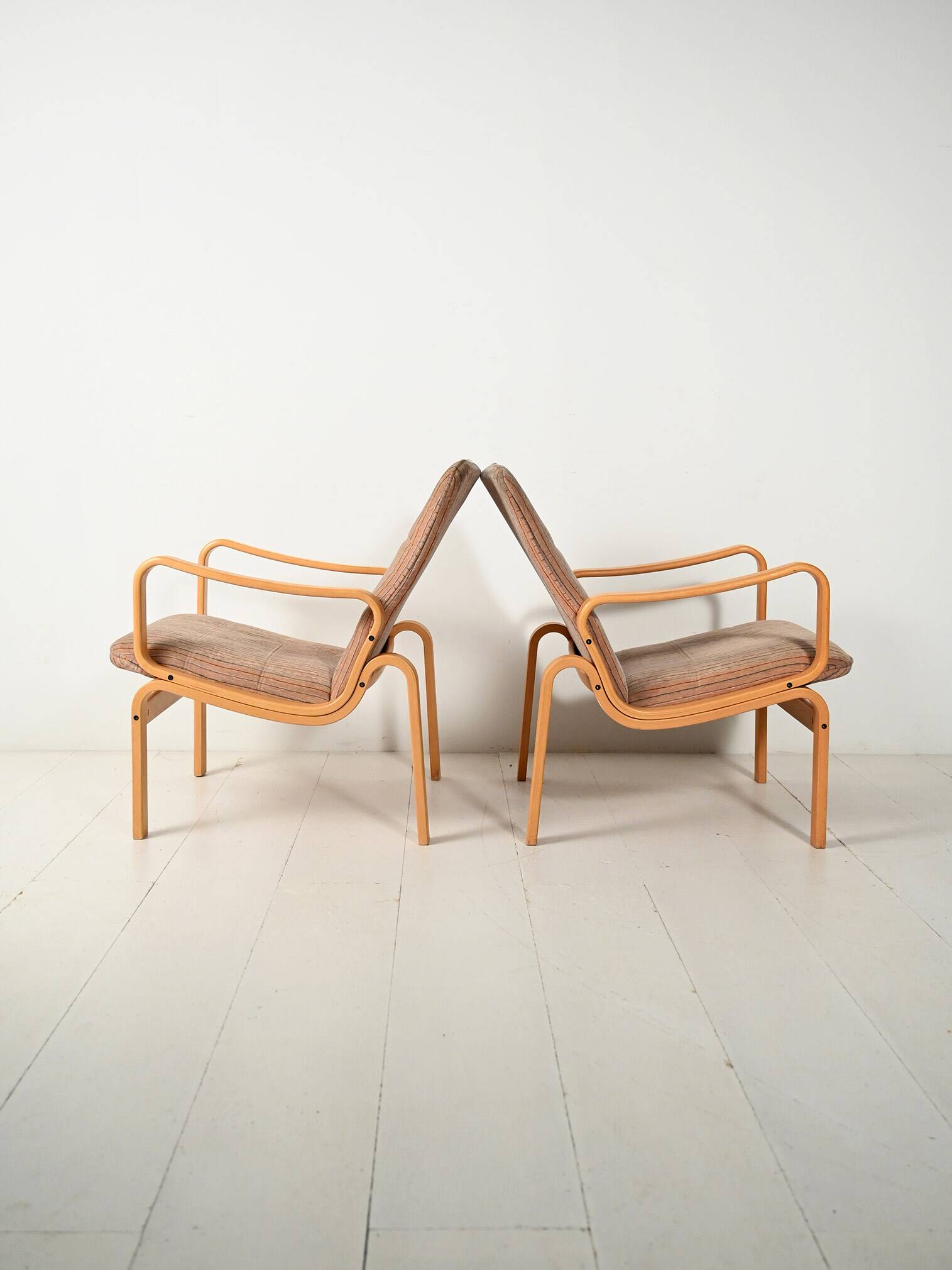 Pair of Swedish Ire Möbler bent beech armchairs, 1960s