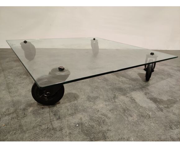 Coffee Table By Gae Aulenti For Fontana, Gae Aulenti Coffee Table With Wheels