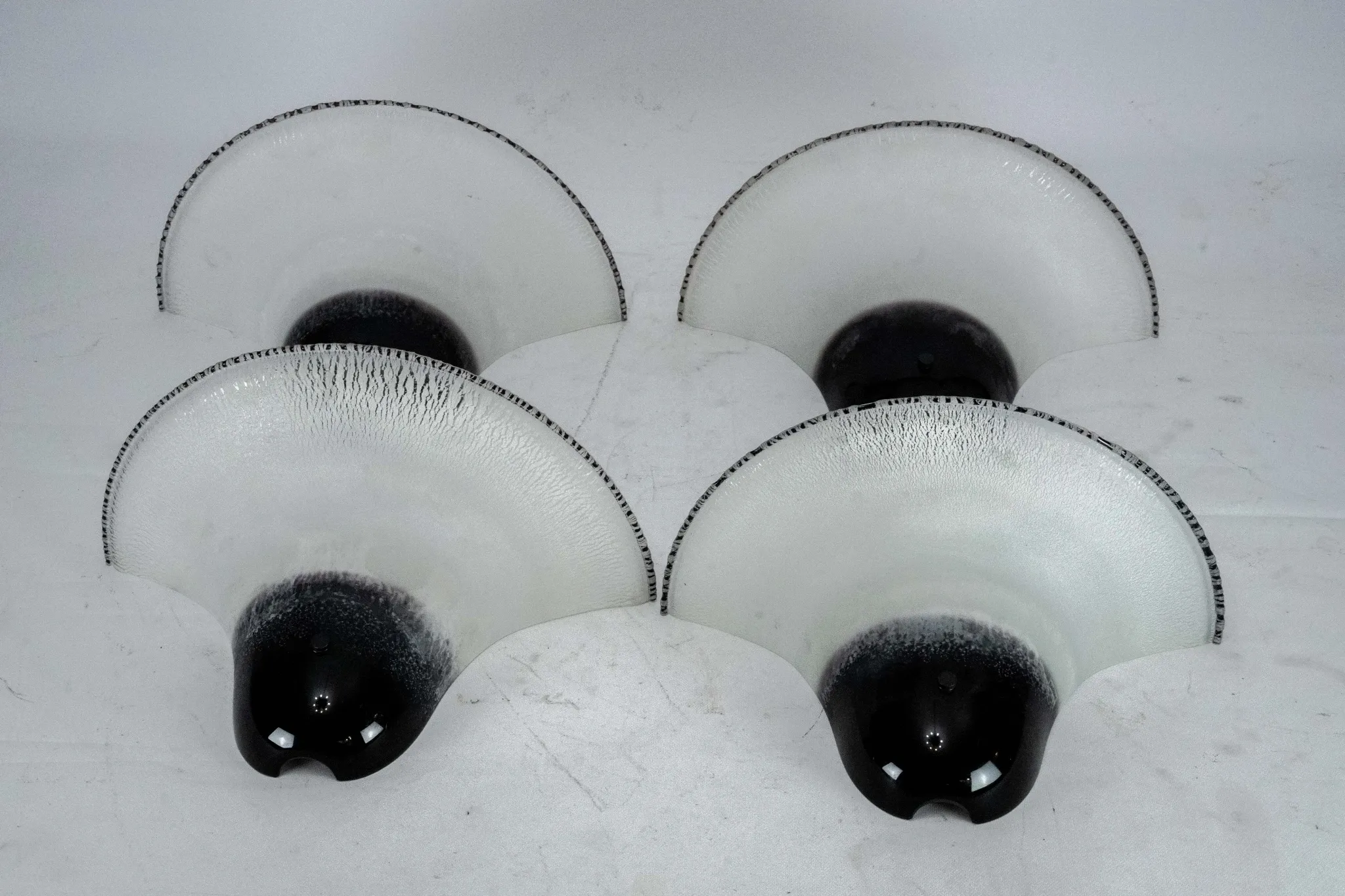 Set of four Large Labeled Barbini Murano Glass Wall Sconces. Italy 1970s