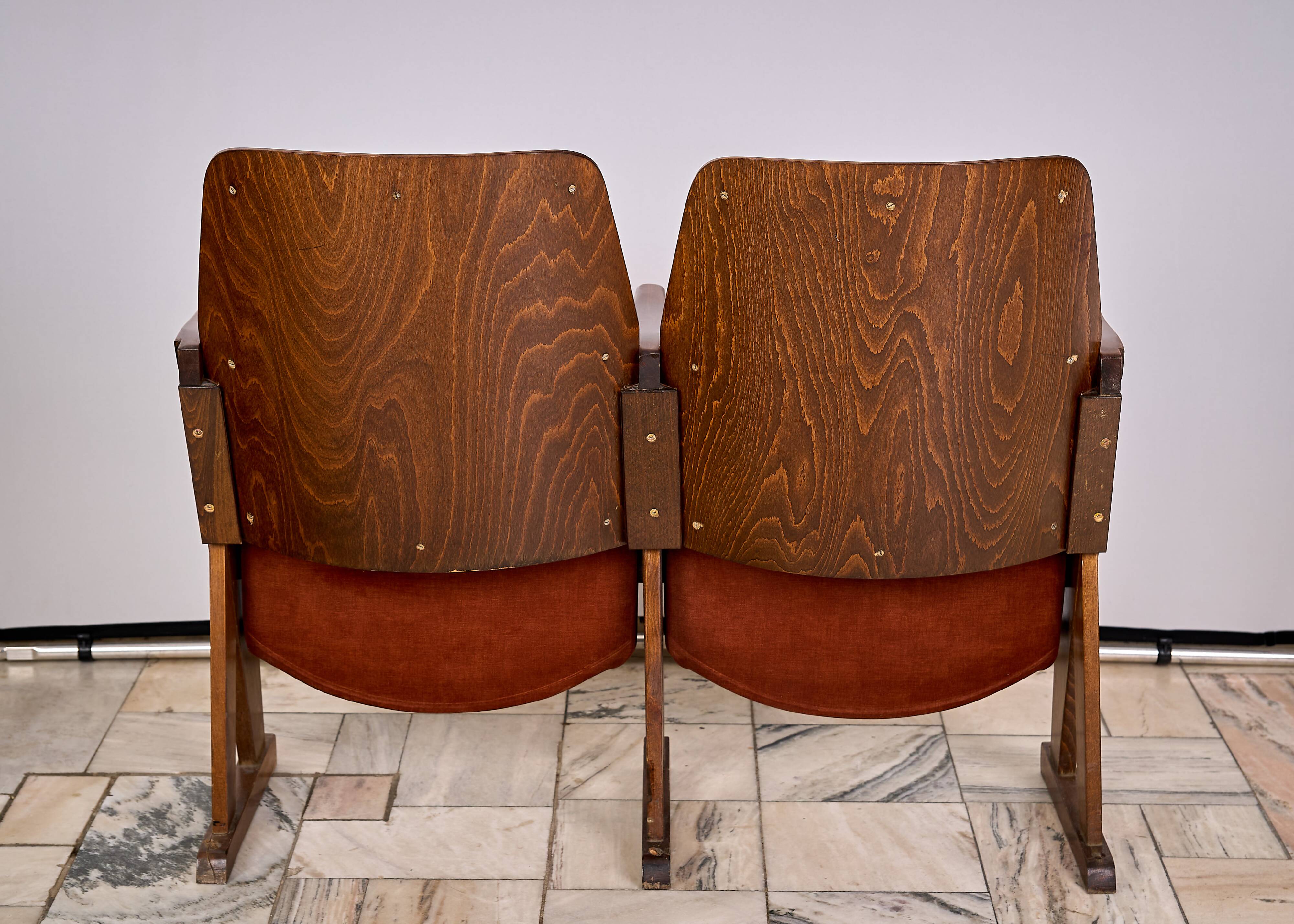 Vintage Czechoslovakian double cinema seats from the 1970s