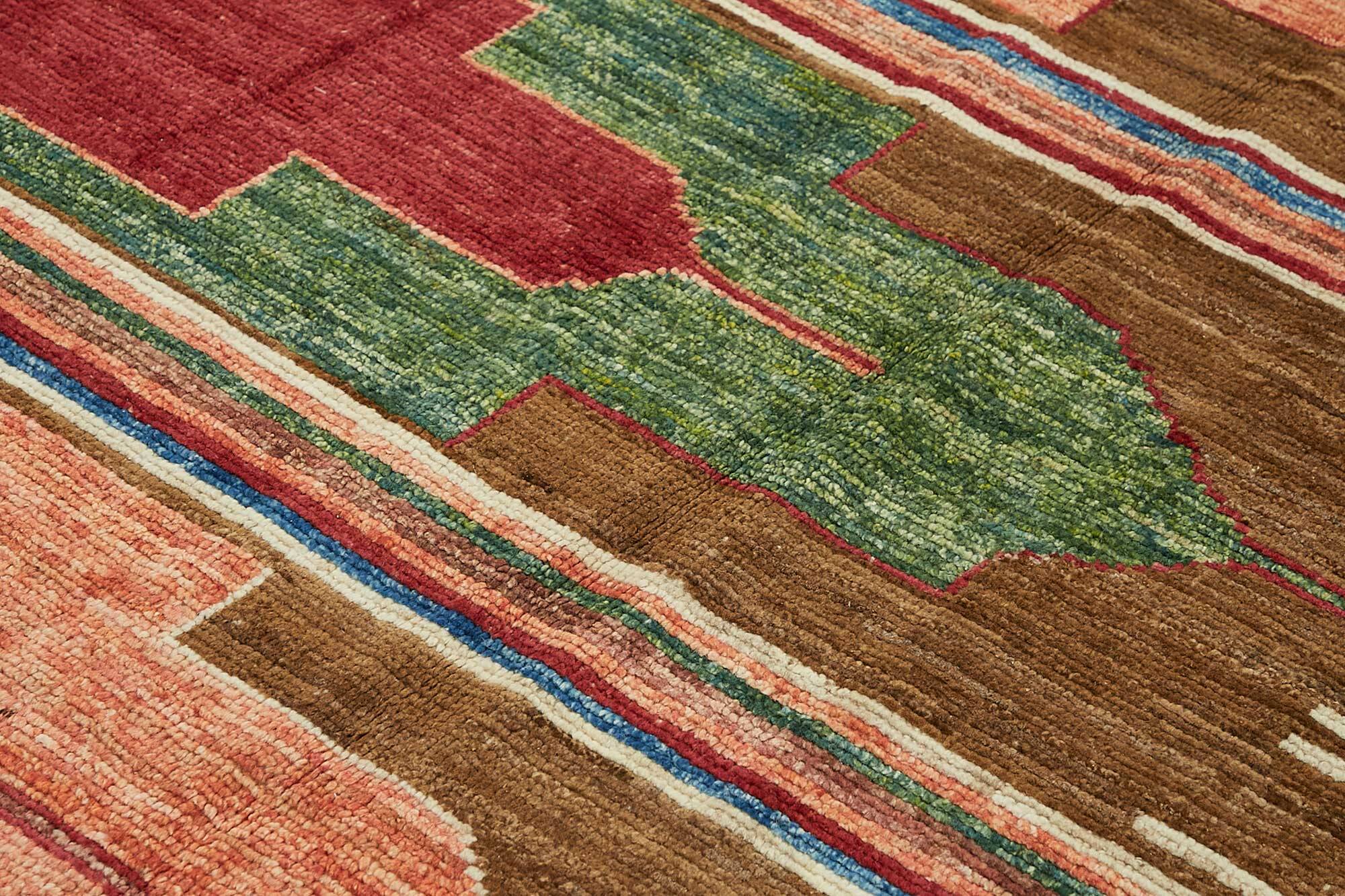 Handwoven Tribal One of a Kind 258 cm x 305 cm Multicolor Wool Carpet