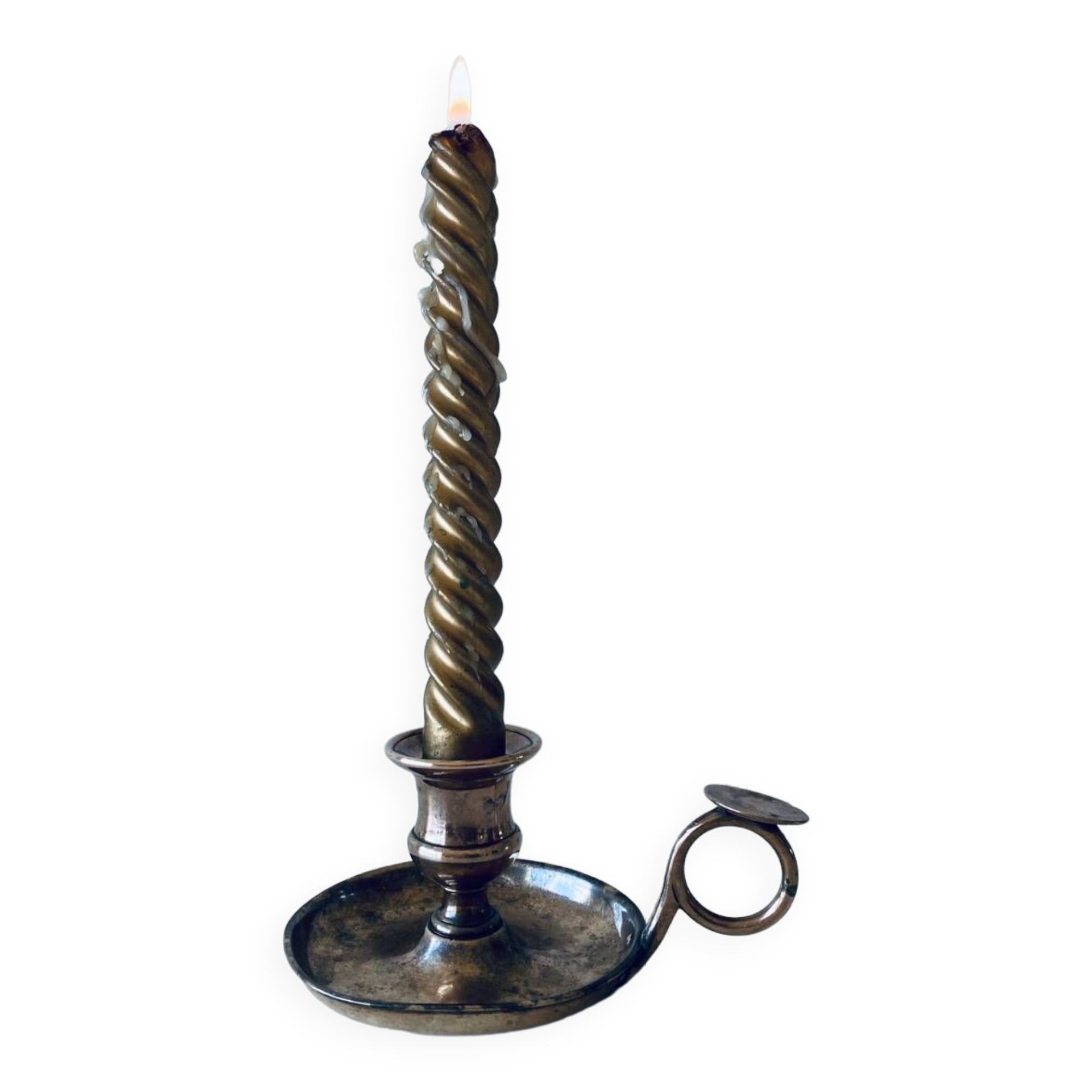 Brass thumbscrew candle holder