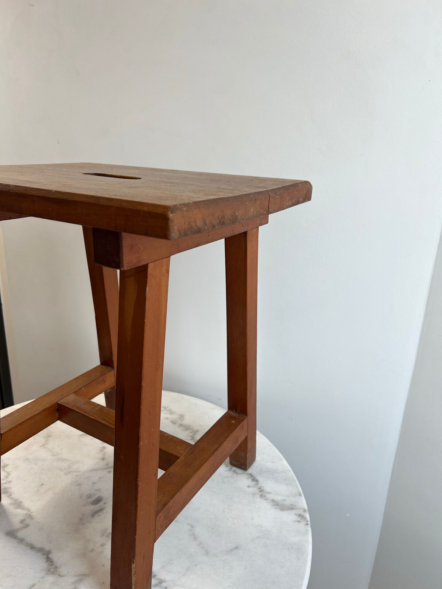 Scandinavian stool solid wood — Rectangular seat, square legs