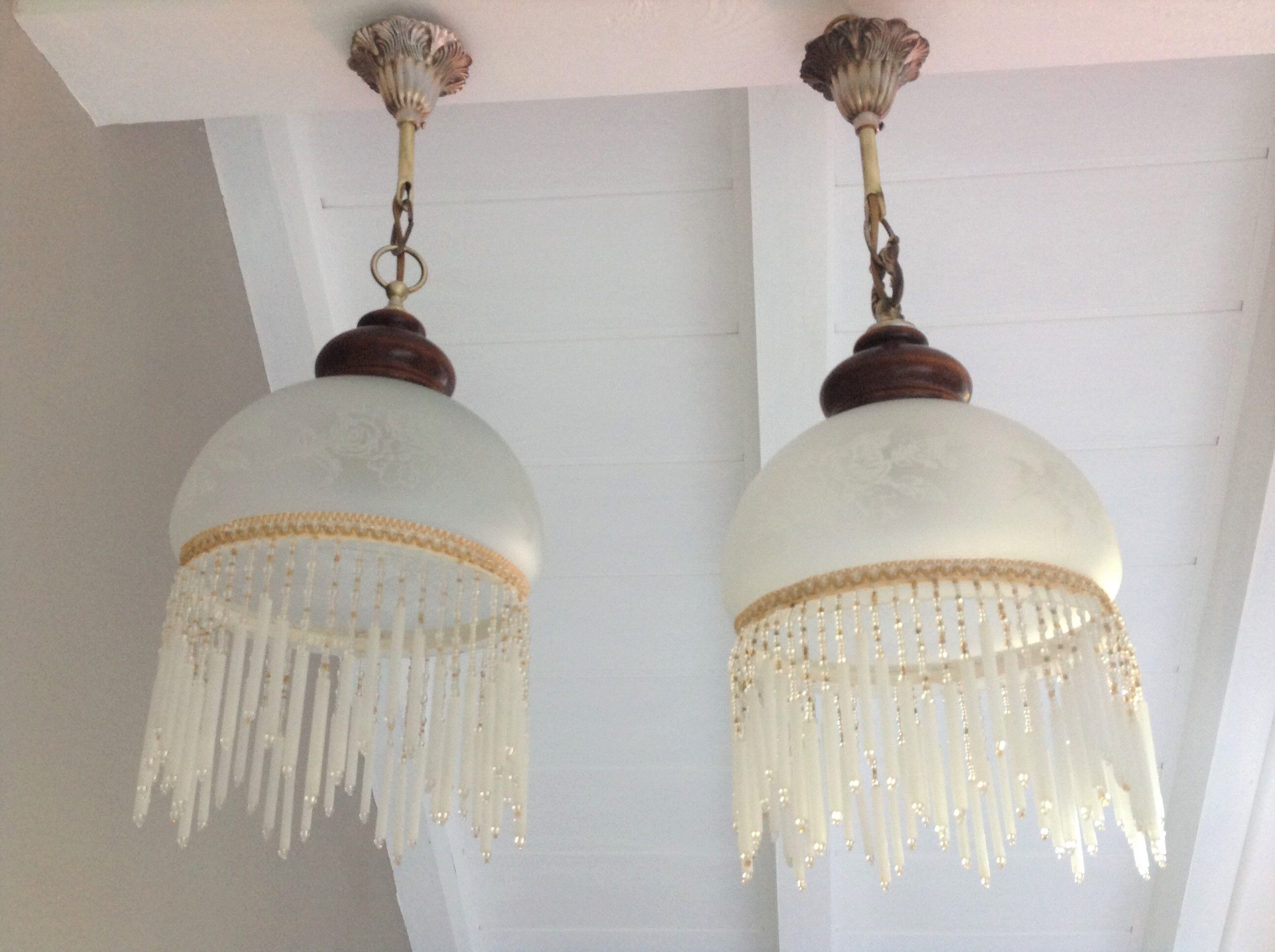 Pair of art deco style frosted glass globes