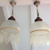 Pair of art deco style frosted glass globes