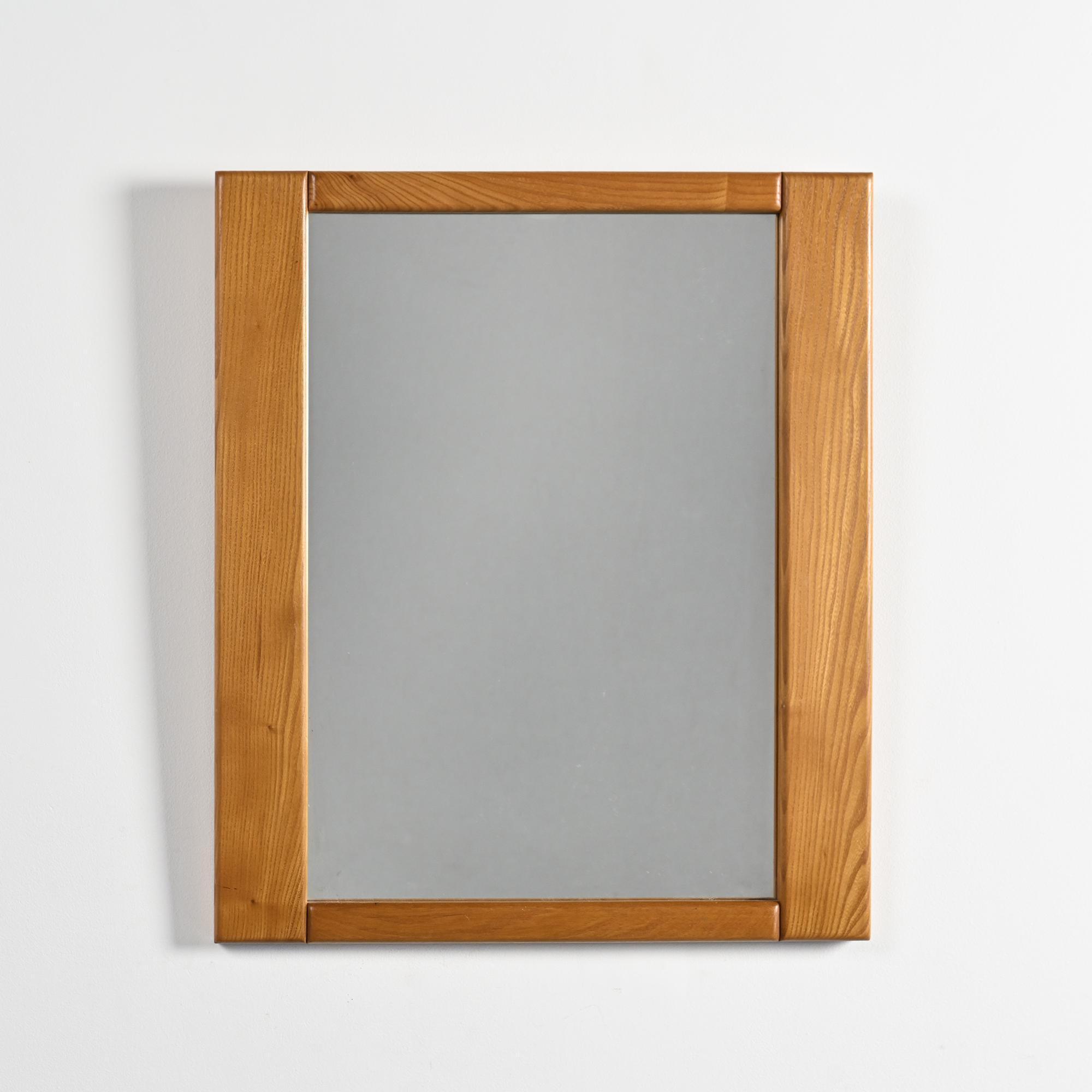 Mirror in elm by Maison Regain, France, circa 1970.